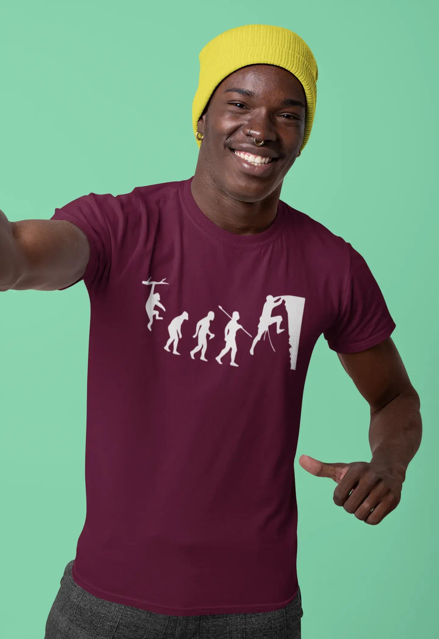 Year-End Sale ULTRABASIC - Graphic Printed Men's Climbing Evolution T-Shirt Burgundy Year-End Sale ULTRABASIC - Graphic Printed Men's Climbing Evolution T-Shirt Burgundy