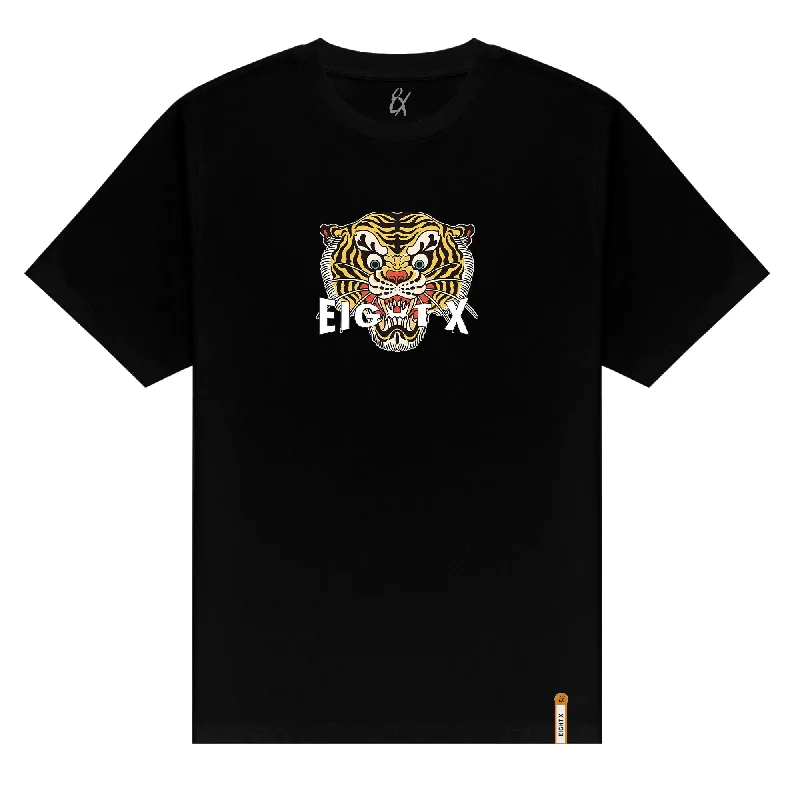 Deal Mania Feline Graphic T-Shirt - Black