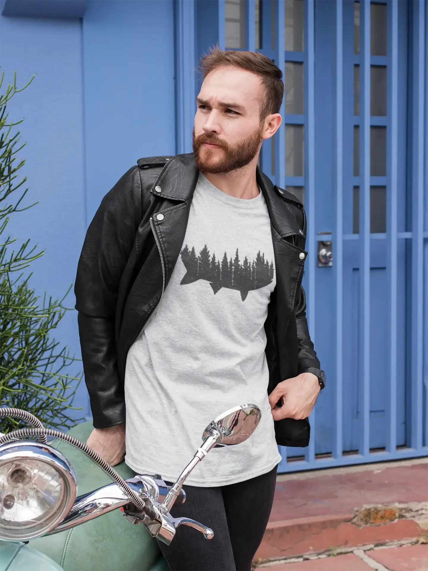 Take Action ULTRABASIC - Graphic Printed Men's Fish and Forest Tri-Blend T-Shirt Grey Marl Take Action ULTRABASIC - Graphic Printed Men's Fish and Forest Tri-Blend T-Shirt Grey Marl