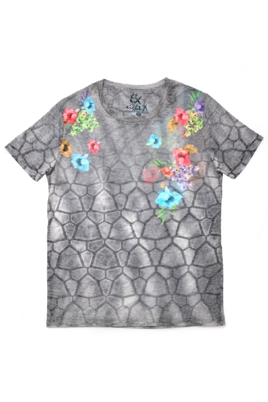 New Deals Grey Floral Print T-Shirt