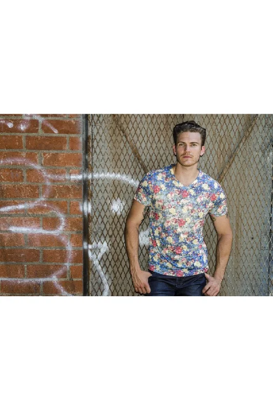Weekend Bargains to Celebrate Multi Floral V-Neck T-Shirt