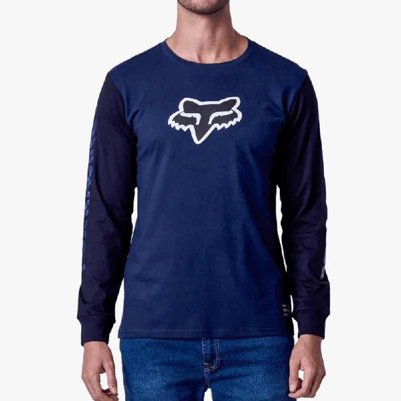 Must-Have Deals Fox Mens Karrera Head Long Sleeve Tee Deep Cobalt