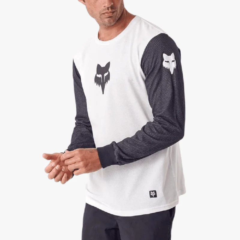 Pay Less Fox Mens Lab Head Airline Long Sleeve Tee White
