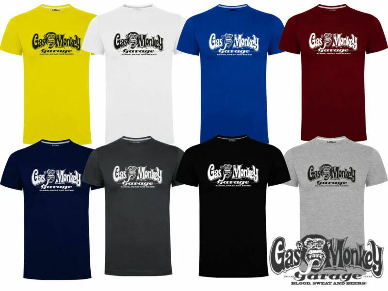 Limited Availability Gas Monkey Garage T-Shirt Official GMG OG Logo Blood Sweat and Beers Casual Tee