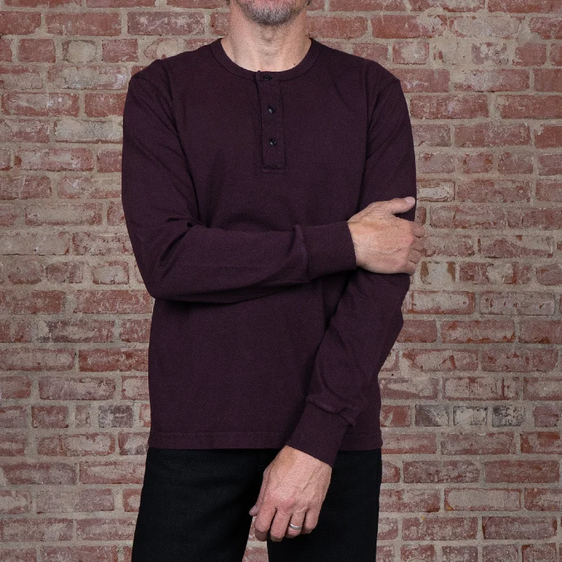 Weekend Specials to Celebrate Glory Days Long Sleeve Heavyweight Henley - Oxblood