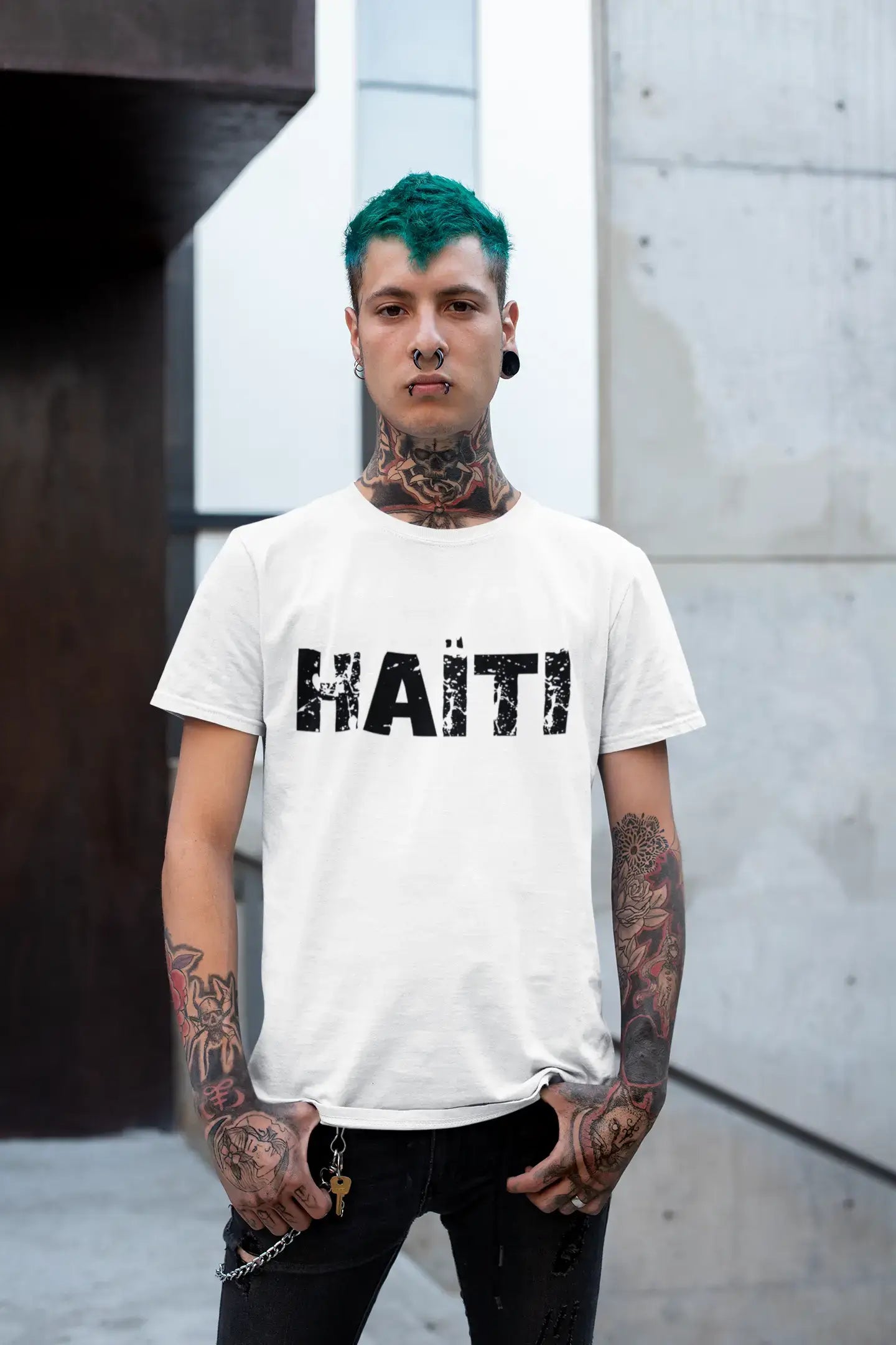 Bonus Savings Men's Tee Shirt Vintage T shirt Haïti X-Small White 00561