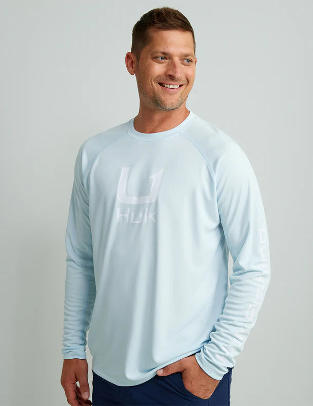 Time-Limited Offer Huk Icon Crew Long Sleeve T-Shirt - Ice Water