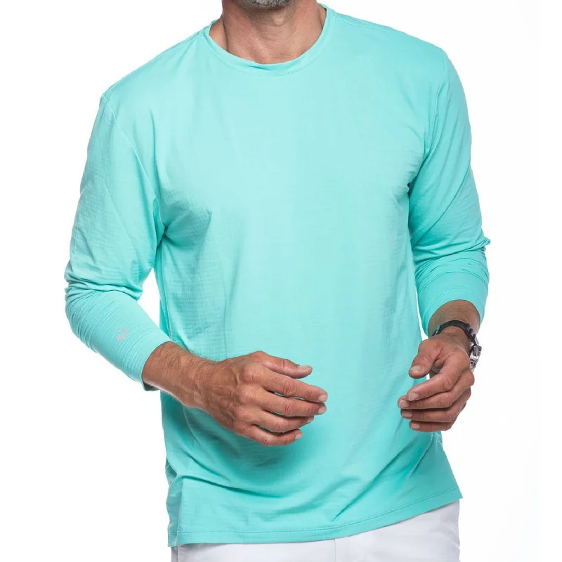 Weekend Savings Galore IBKUL Mens Long Sleeve Crew Pullover - Mint
