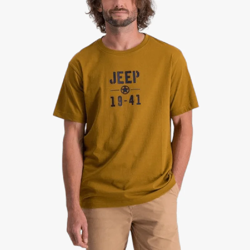 Weekend Offers That Shine Jeep Mens Applique Embroid Short Sleeve Tee Dark Mustard