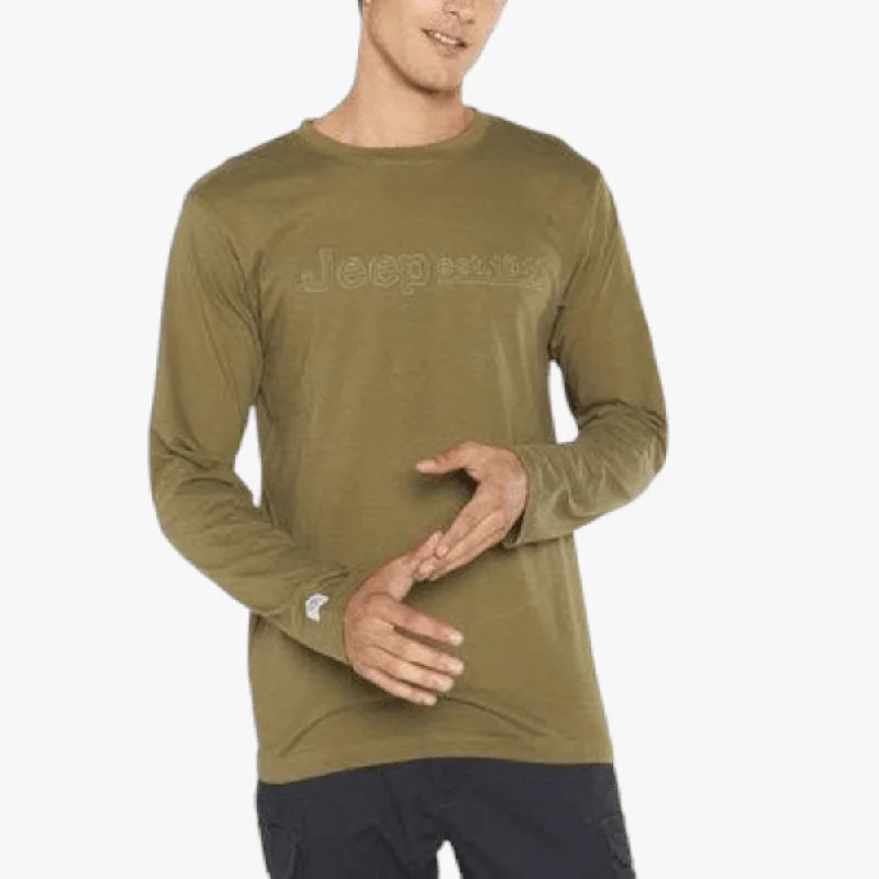 Limited Availability Jeep Mens Applique Embroidery Long Sleeve Tee Fatigue