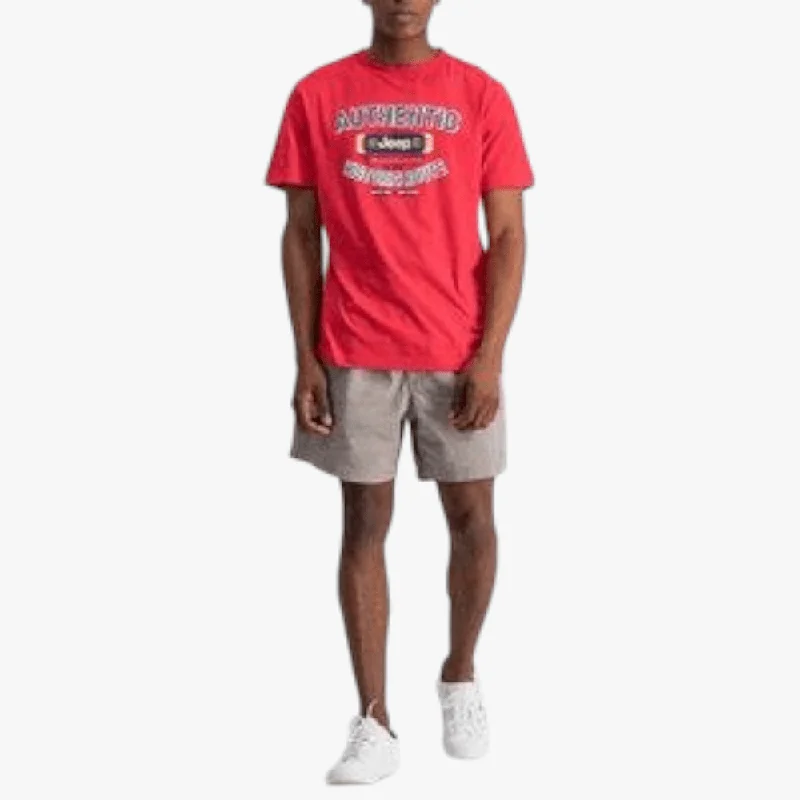 Price Rollback Jeep Mens Fashion Print Short Sleeve Tee Pop Red