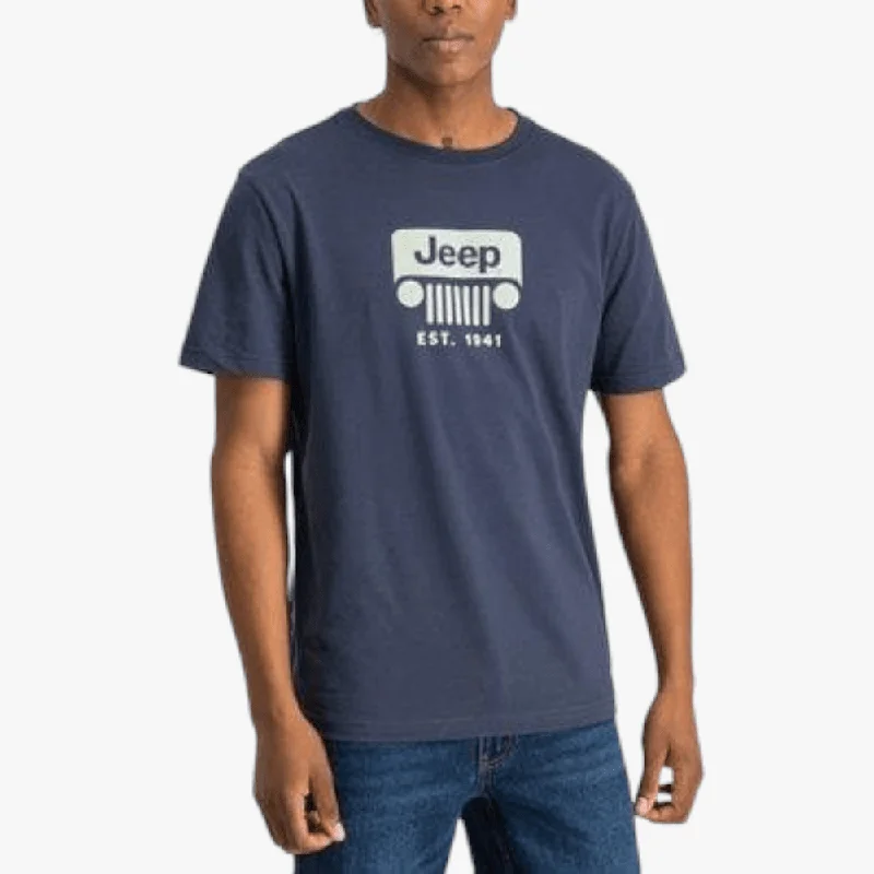 Massive Deals Jeep Mens Grille Print Short Sleeve Tee Navy