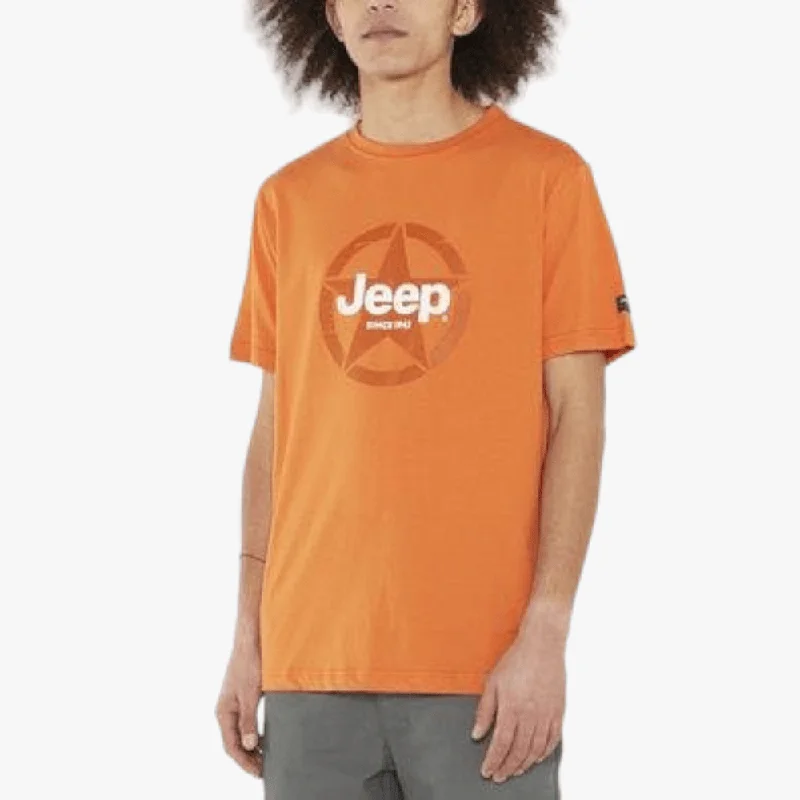 New Deals Jeep Mens Logo Icon Short Sleeve Tee Orange