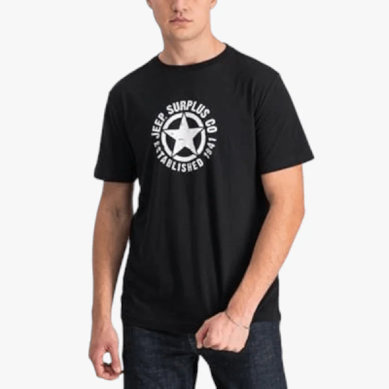 Savings Spectacular Jeep Mens Star Icon Print Short Sleeve Tee Black