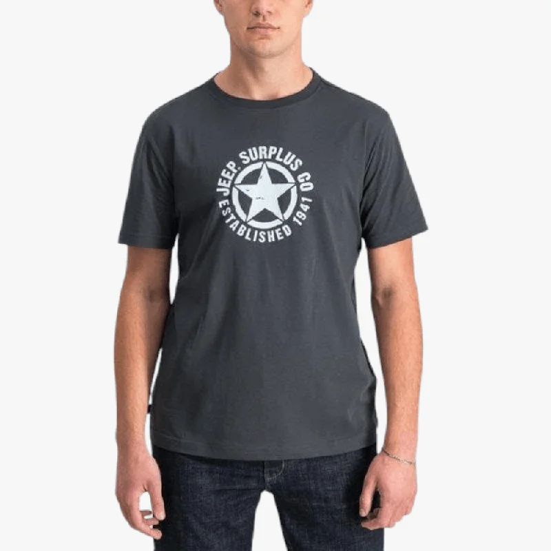 Markdowns Jeep Mens Star Icon Print Short Sleeve Tee Grey