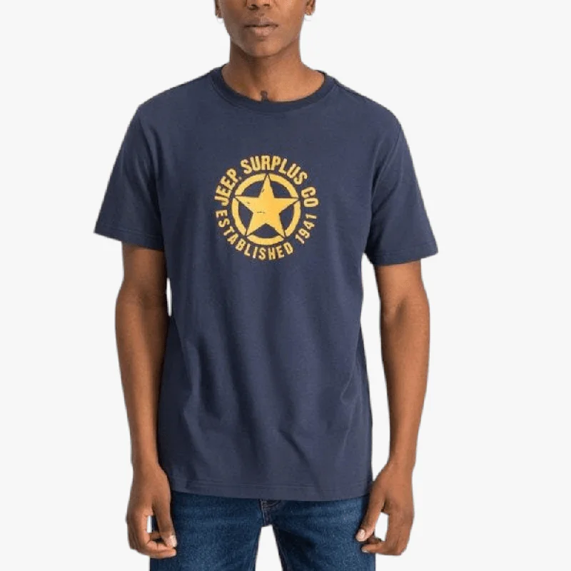 Massive Deals Jeep Mens Star Icon Print Short Sleeve Tee Navy