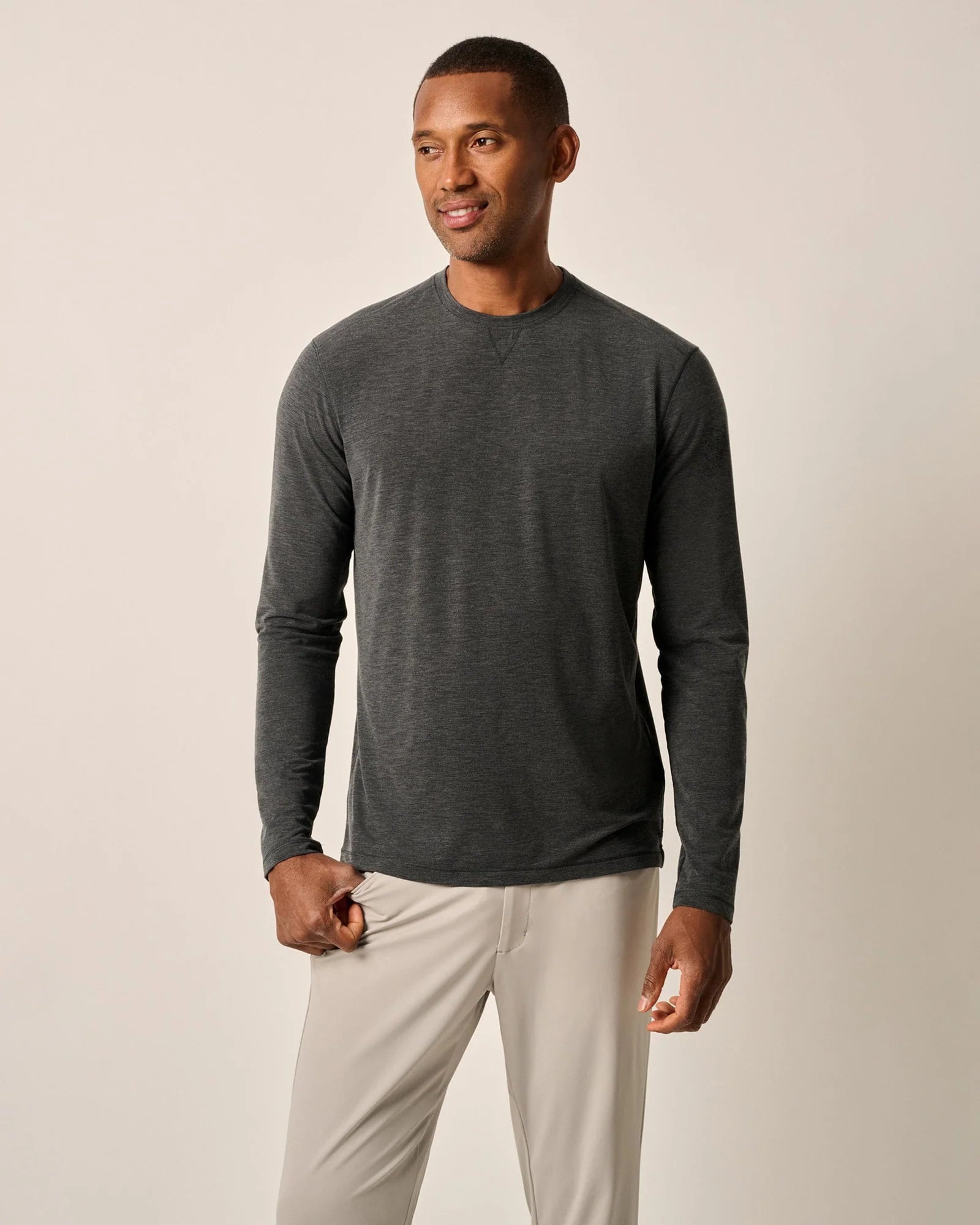 Super Savings Johnnie-O Course Prep-Formance Long Sleeve T-Shirt - Heather Black*