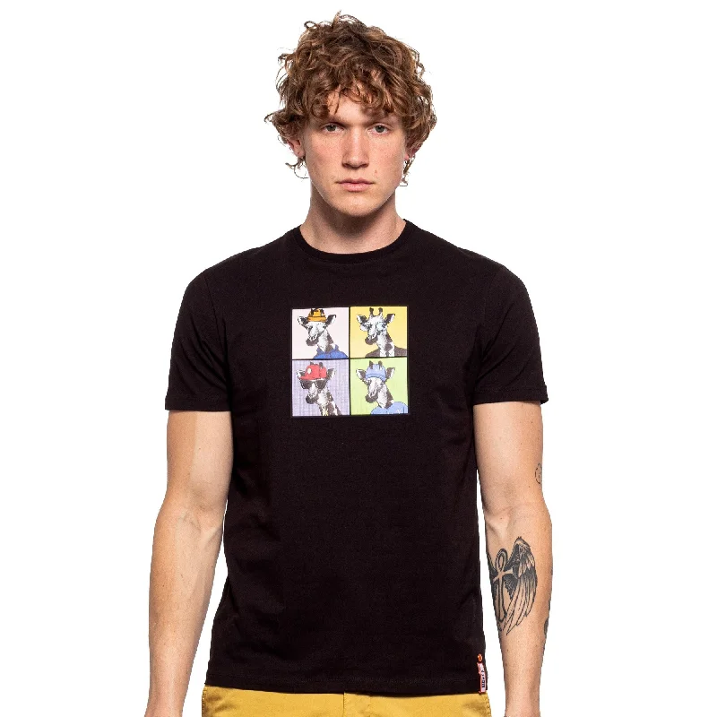 Price Reduction The Four Giraffes Graphic T-Shirt - Black