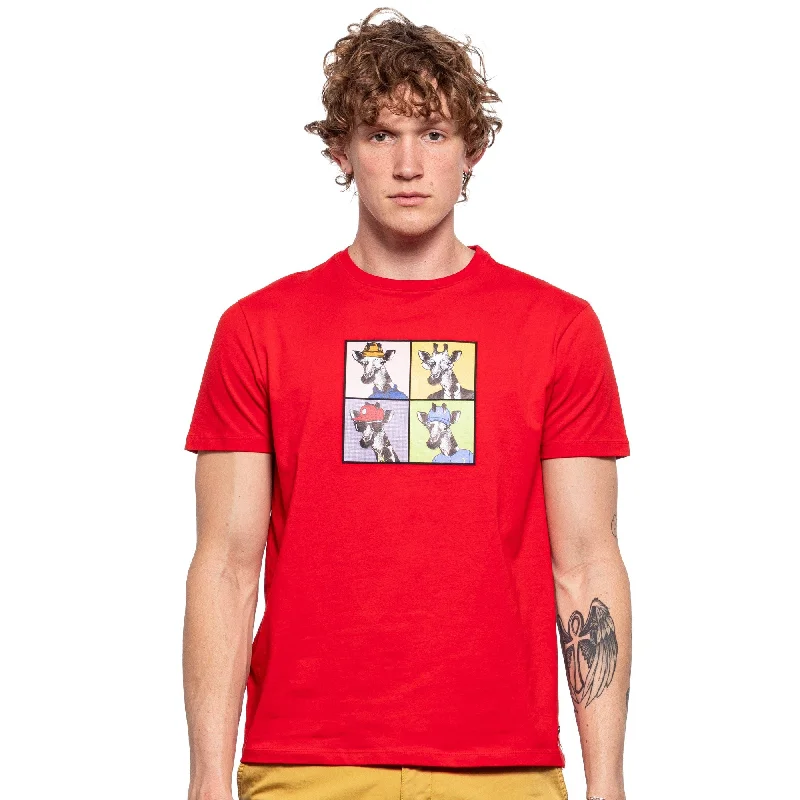 Price Cut The Four Giraffes Graphic T-Shirt - Red