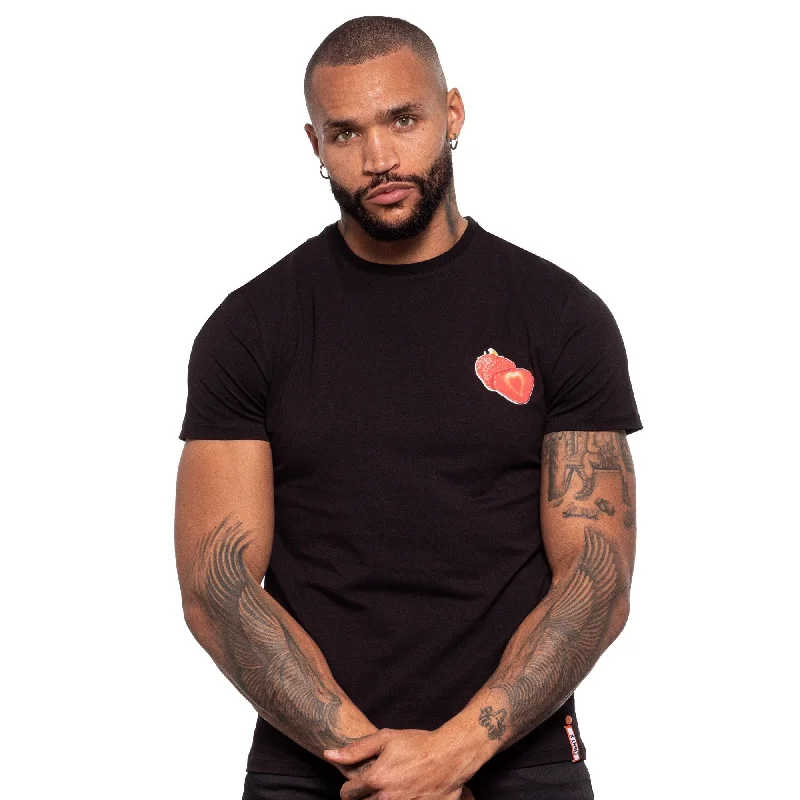 Hurry In Strawberries Graphic T-Shirt - Black