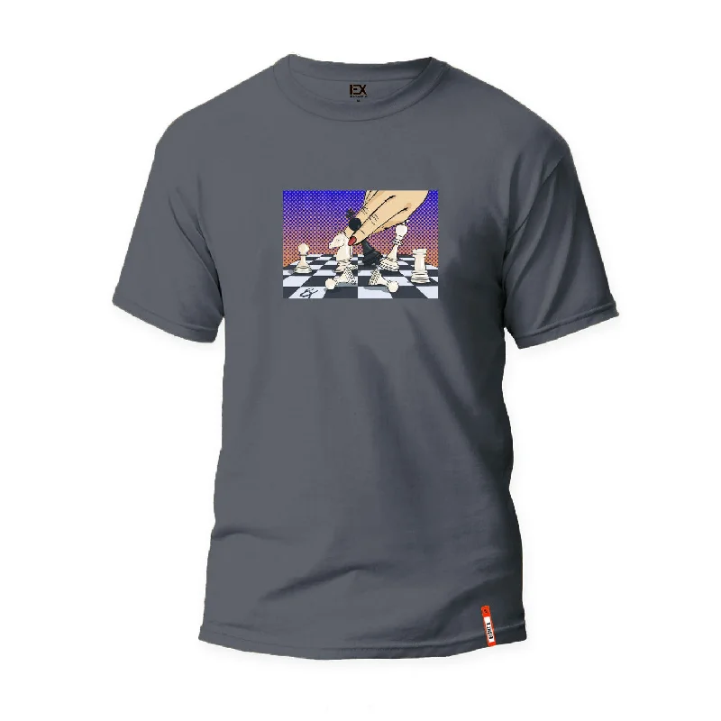 Discount Deals Knight Fall Graphic T-Shirt - Grey