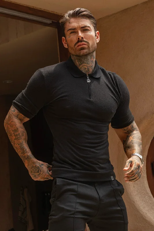 Daily Deals Knit Polo Shirt - Black