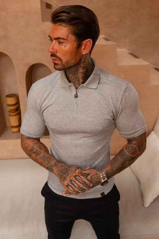 Closeout Knit Polo Shirt - Grey