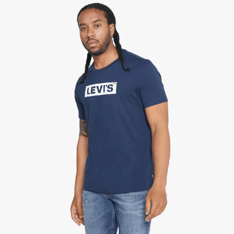 Weekend Deal Levi's Mens Boxtab Graphic Short Sleeve Tee Dress Blue