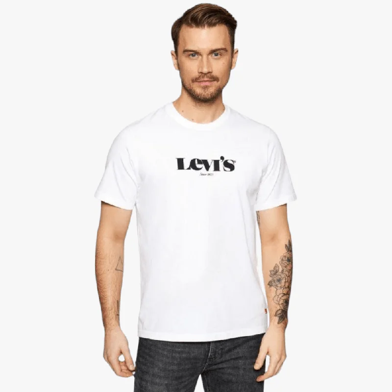 YEAR-End Clearance Levi's Mens Relaxed Fit Ssnl Logo Short Sleeve Tee White