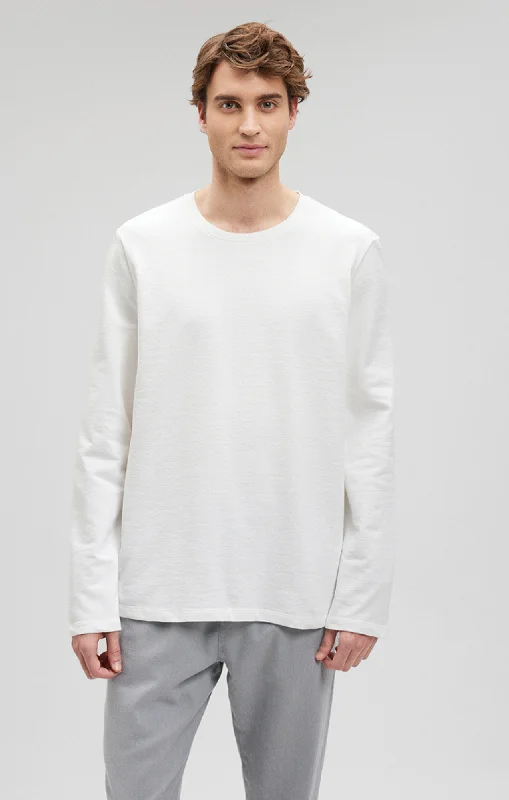 Weekend Discounts to Enjoy LONG SLEEVE CREW NECK T-SHIRT IN ANTIQUE WHITE