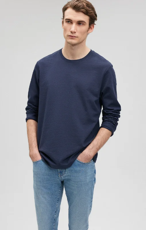 Bonus Savings LONG SLEEVE CREW NECK T-SHIRT IN NAVY BLAZER