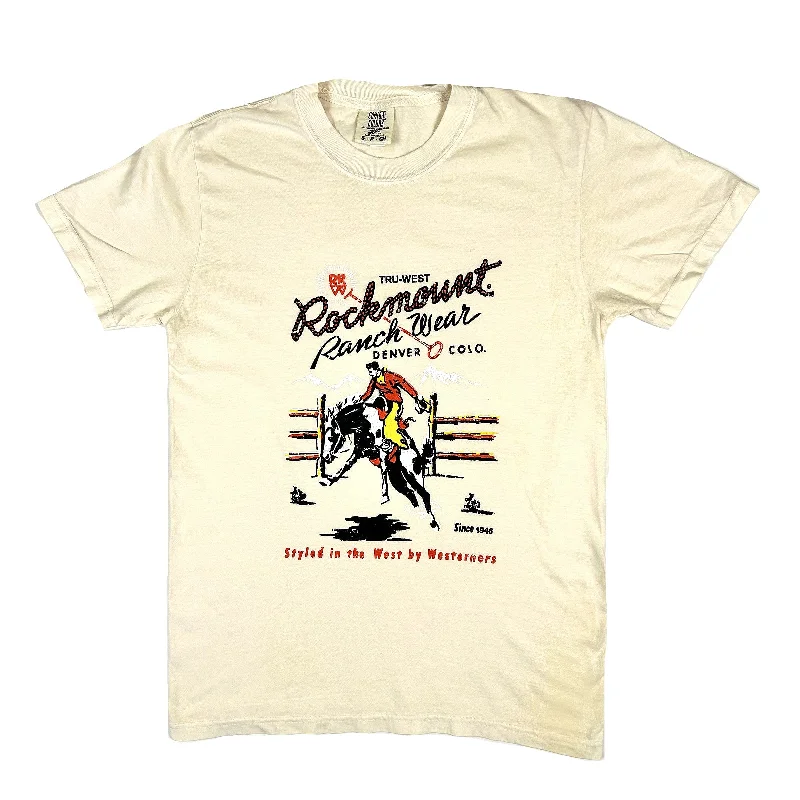 Unmissable Offer Men's Cream Rockmount Bronc 100% Cotton Western T-Shirt