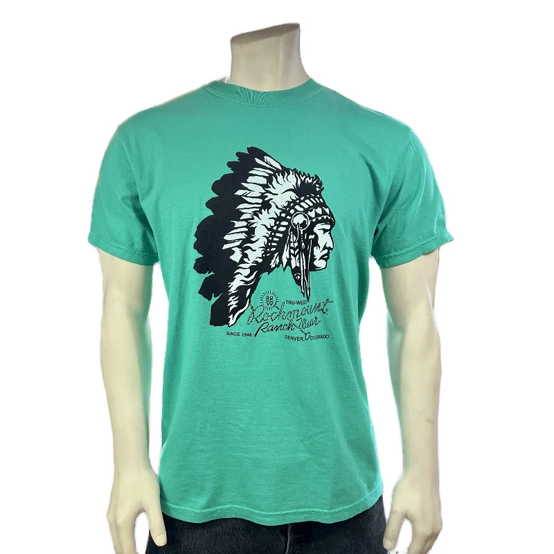 New Arrival Men's Green 100% Cotton Chief Western T-Shirt