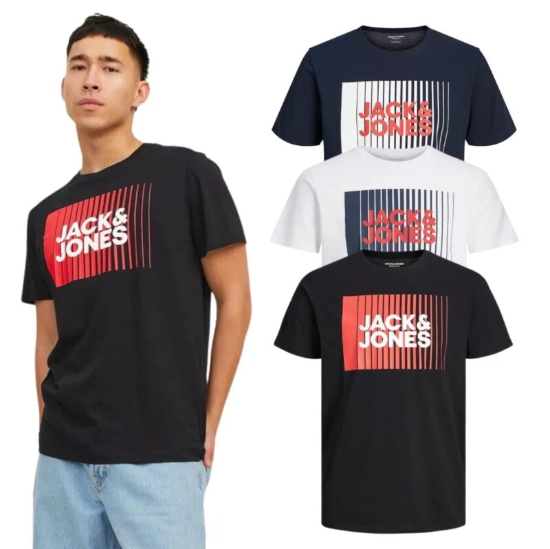 Act Fast Mens Jack & Jones Designer Crew Neck T-shirts Short Sleeve Casual Tee Top
