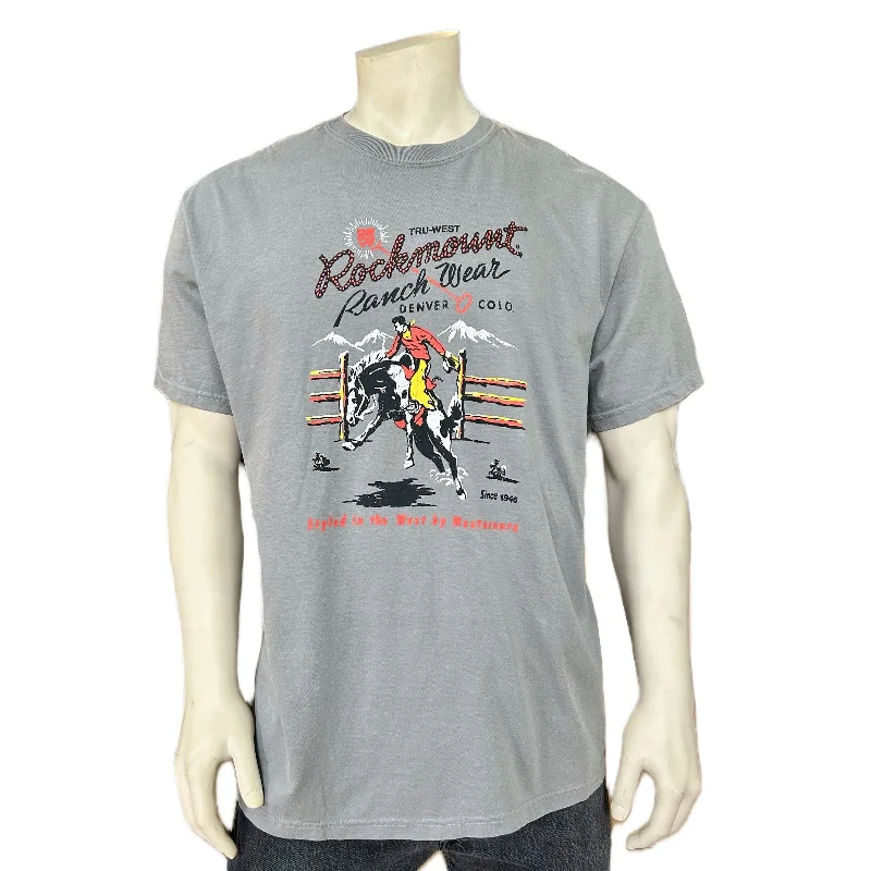 Today Only Men's Charcoal Rockmount Bronc 100% Cotton Western T-Shirt