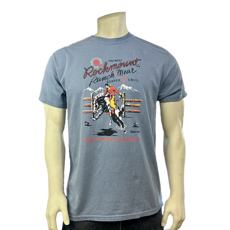 Exclusive Deal Men's Denim  Rockmount Bronc 100% Cotton Western T-Shirt
