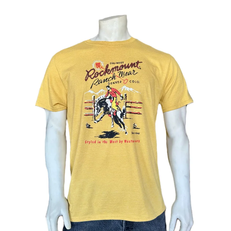 Year-End Clearance Men's Rockmount Bronc 100% Cotton Mustard Western T-Shirt