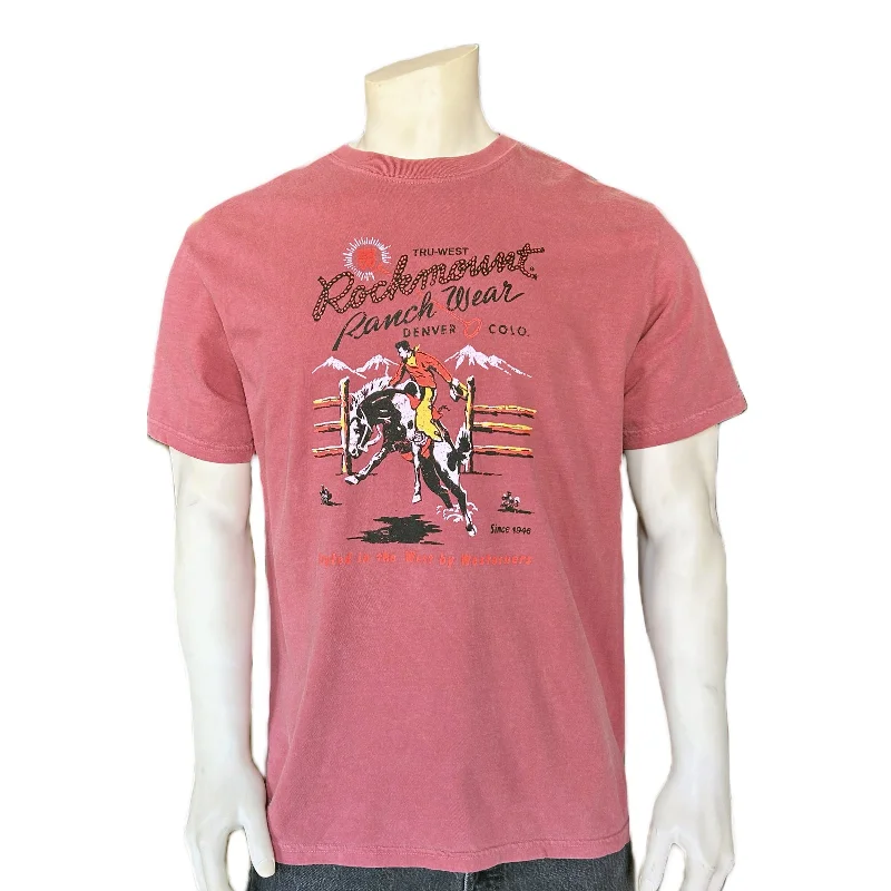 Weekend Deal Men's Rockmount Bronc 100% Cotton Red Western T-Shirt