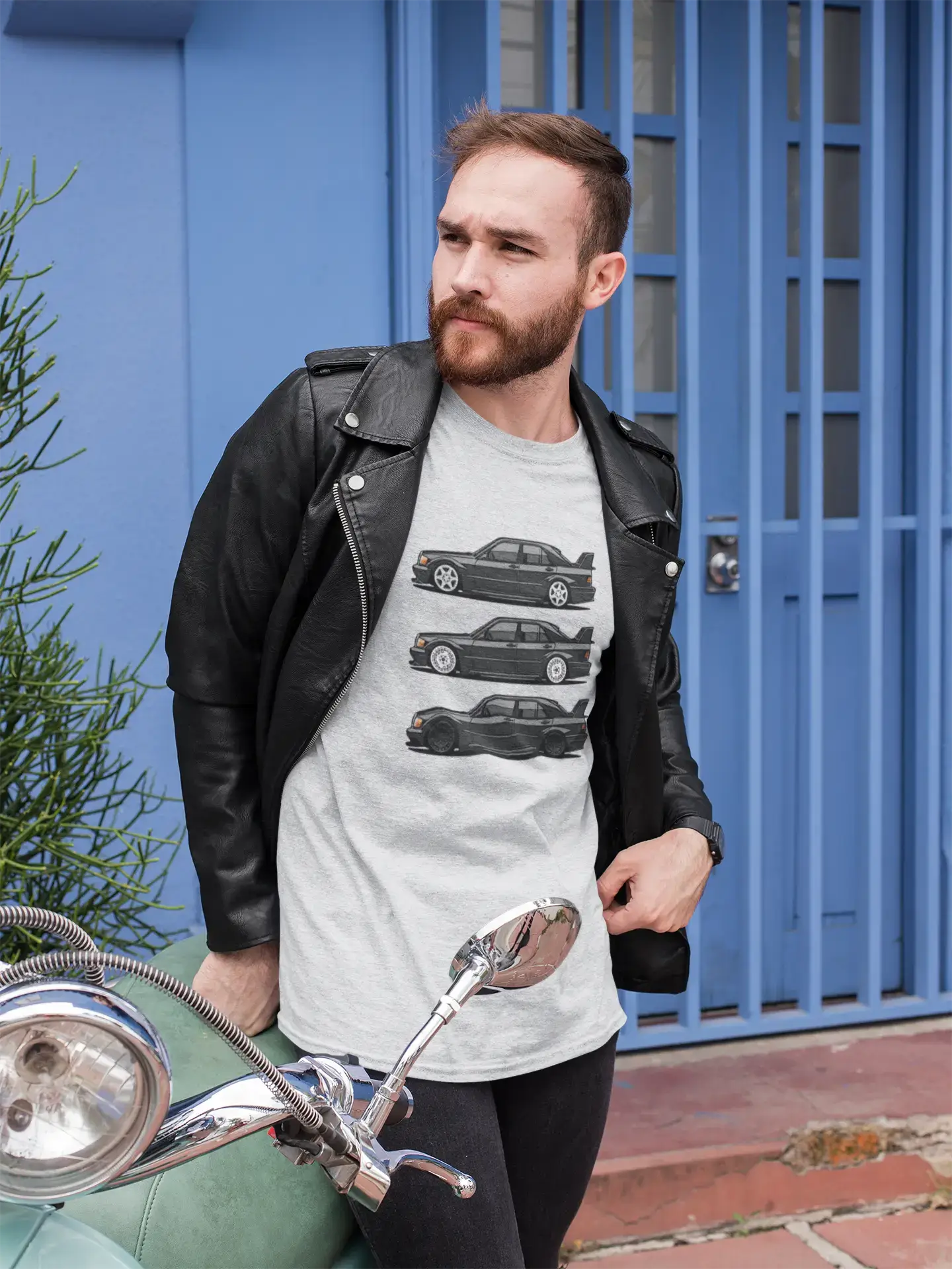 Stock Clearance ULTRABASIC - Graphic Men's Car Classic 190E Evolution Car T-Shirt Grey Marl