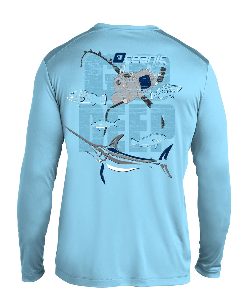 Can't Be Beat OCEANIC GO DEEP Mens Performance LS Tee
