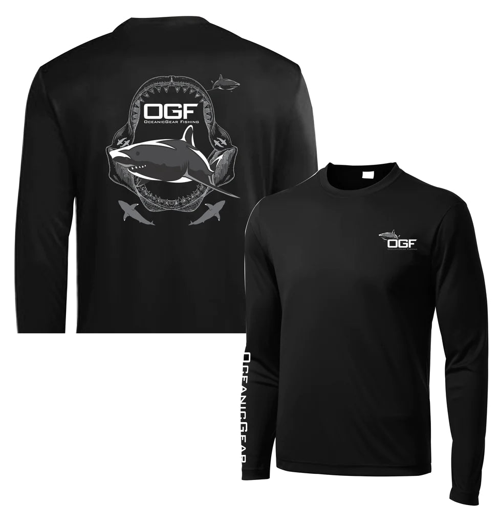 Shop and Save OCEANIC Jaws of Life Mens Performance LS Tee