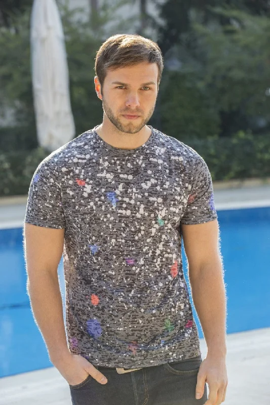 Great Deals Black Paint Splash Print T-Shirt