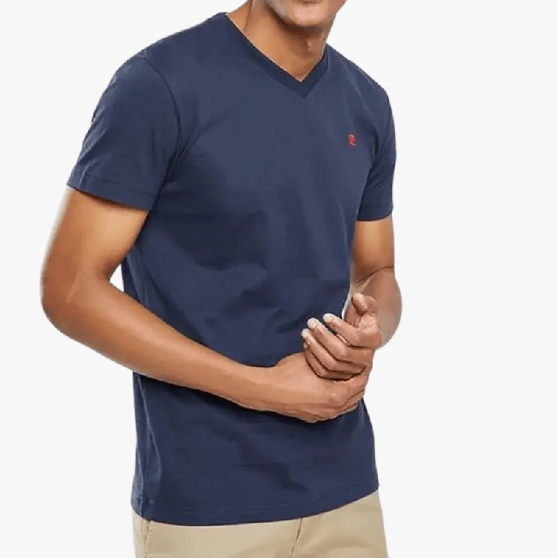 Year-End Sale Pierre Cardin Mens Arthur V Neck Short Sleeve Tee Navy