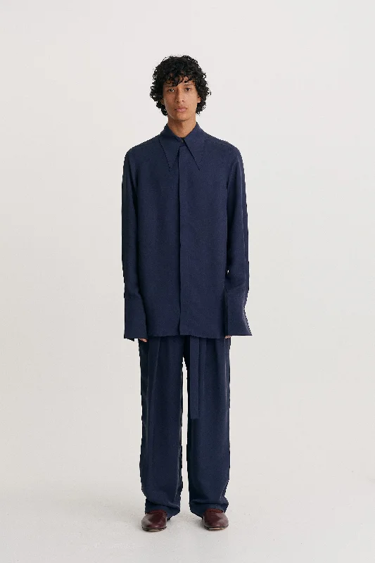 Weekend Deals That Please Pointed Collar Longline Shirt