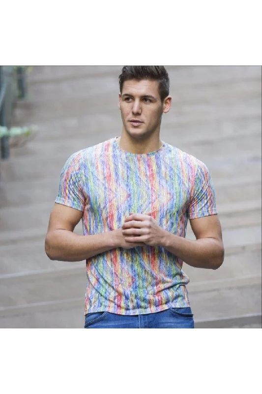 Low Prices Multi Color ZigZag Stripe Print T-Shirt