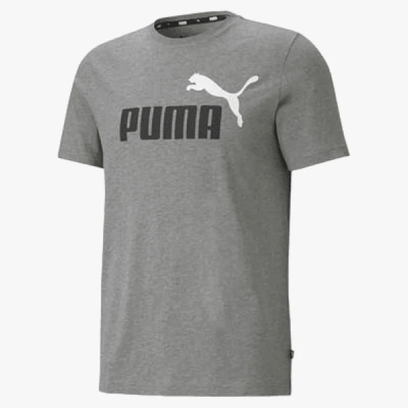 Discount Mania Puma Mens Ess+ 2 Col Logo Short Sleeve Tee Med Gray