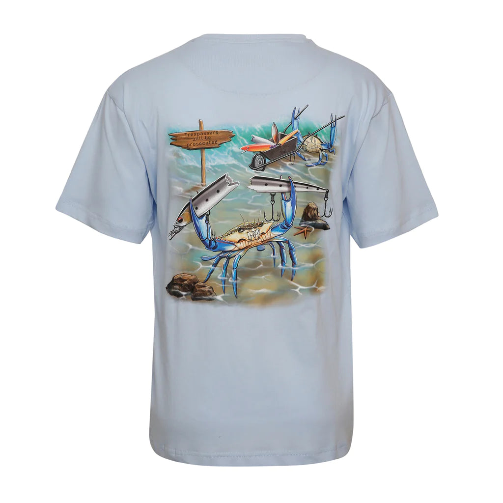 Limited Supply Qassar Half Sleeve Cotton T-Shirt - Crab light blue