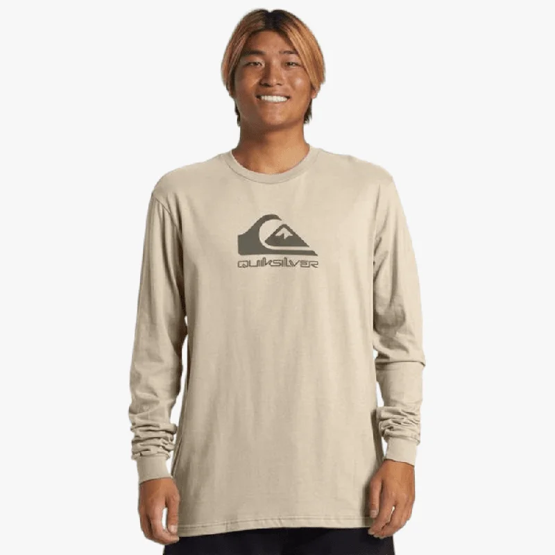 Price Slash Quiksilver Mens Corp Logo Long Sleeve Tee Plaza Taupe