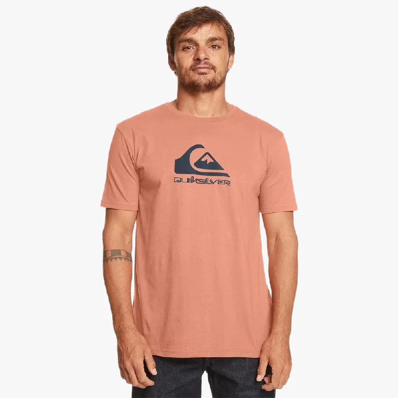 Major Deal Quiksilver Mens Corp Logo Short Sleeve Tee Peach Parfait Navy Logo