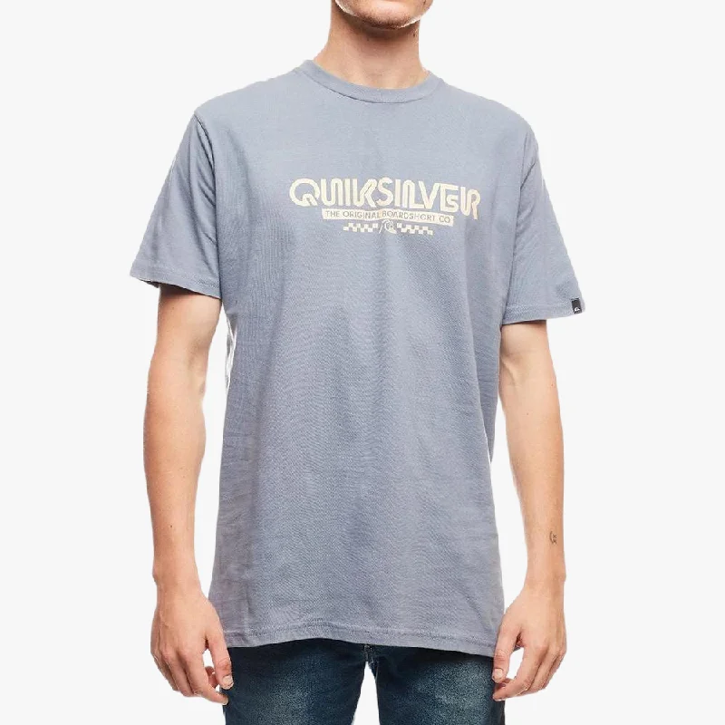 Early Access Quiksilver Mens Omni Check Short Sleeve Tee Blue Slate